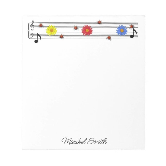 Music Notes Custom Name Notepad (Front)