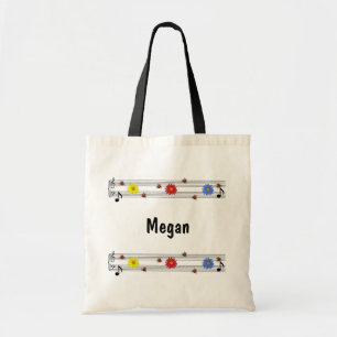 Music Notes Custom Name Tote Bag