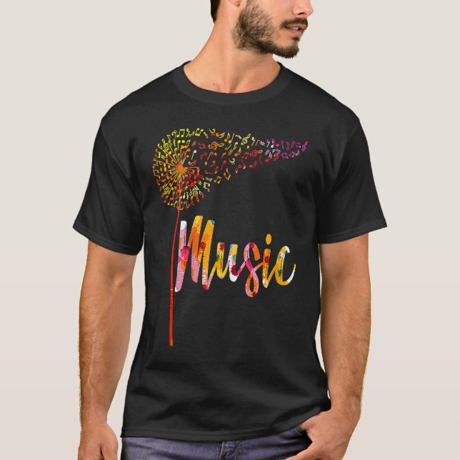Music Notes Dandelion Flower For Men Women T-Shirt (Front)