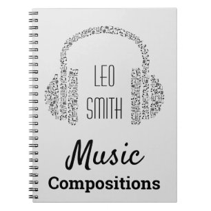 Music notes DJ headphones modern Notebook