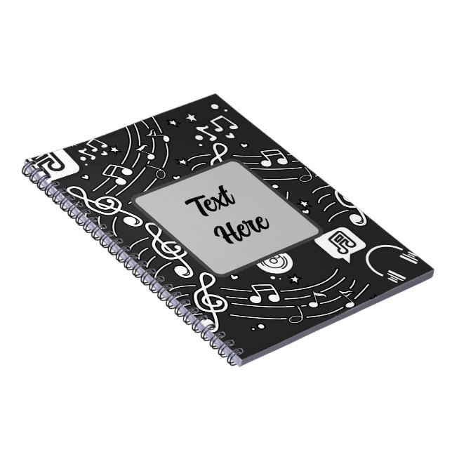 Music Notes Doodle Spiral Notebook - Perfect for M (Right Side)