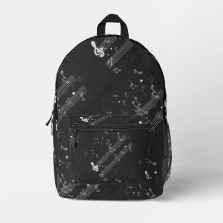 Music Notes  Elegant Black Printed Backpack