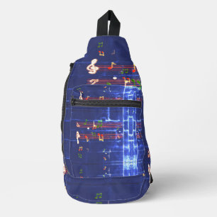 Music Notes Elegant Blue var 4 Sling Bag