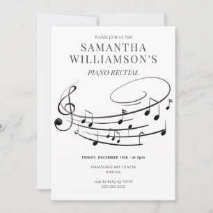 Music Notes Elegant Piano Recital & Program Invitation