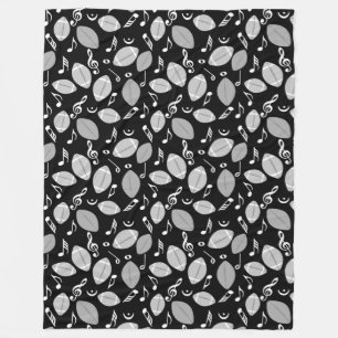 Music Notes Footballs Fleece Blanket