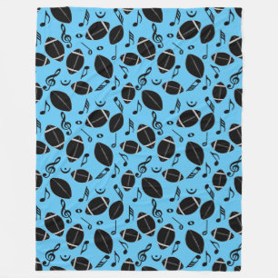 Music Notes Footballs Fleece Blanket