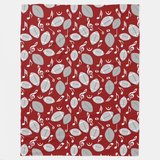 Music Notes Footballs Fleece Blanket (Front)
