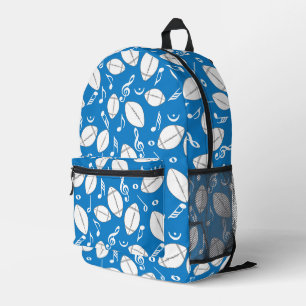 Music Notes Footballs Printed Backpack