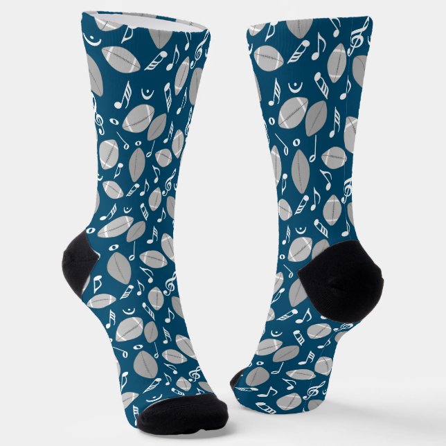 Music Notes Footballs Socks (Angled)
