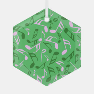 Music Notes Green Glass Tree Decoration