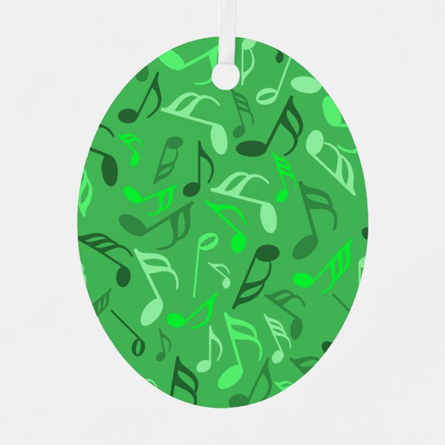 Music Notes Green Metal Tree Decoration (Front)