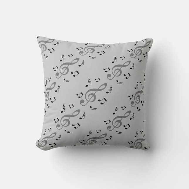 Music Notes Grey Cushion (Front)