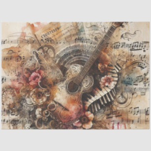 Music Notes Guitar Ephemera Tissue Paper Decoupage