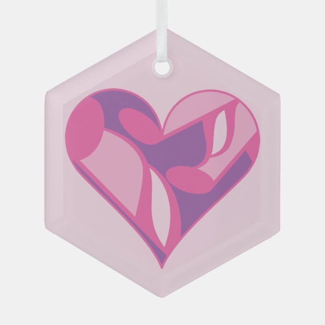 Music Notes Heart Glass Tree Decoration (Front)