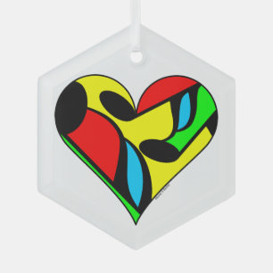 Music Notes Heart Glass Tree Decoration