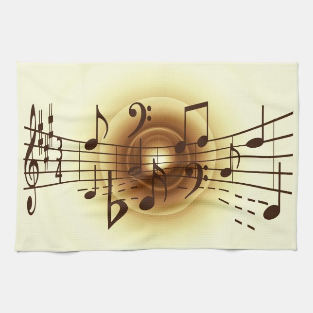 Music notes illustration tea towel (Horizontal)