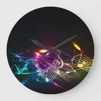 Music Notes in Colour for Music-lovers Large Clock
