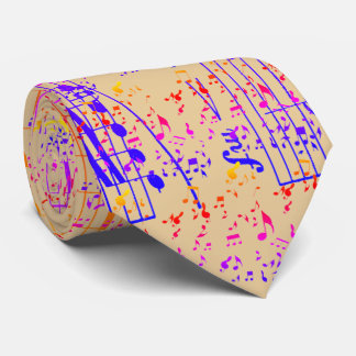Music Notes In Multi-Colors Tie