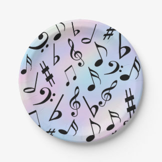 Music Notes Iridescent Party Plates