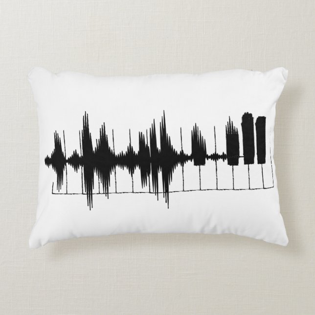 Music notes. Keyboard, piano keys. Decorative Cushion (Front)