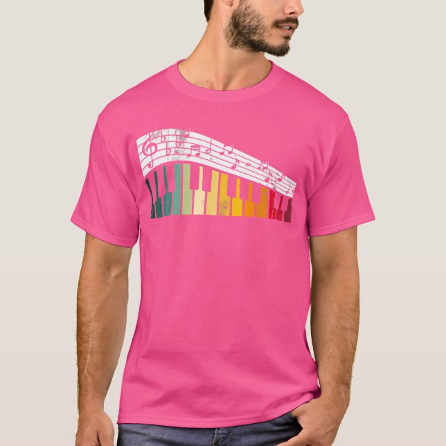 Music Notes Keyboards Piano T-Shirt (Front)