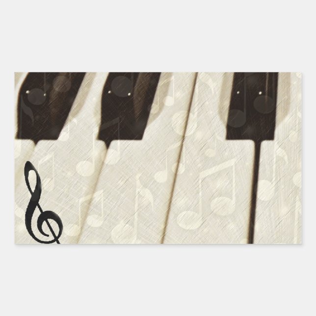 Music notes & Keys_ Rectangular Sticker (Front)