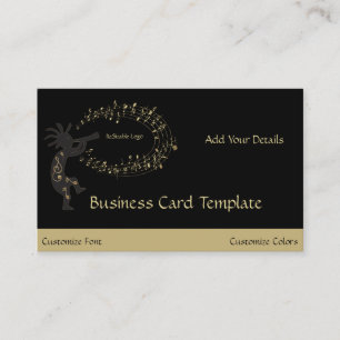 Music Notes Kokopelli Logo Business Card