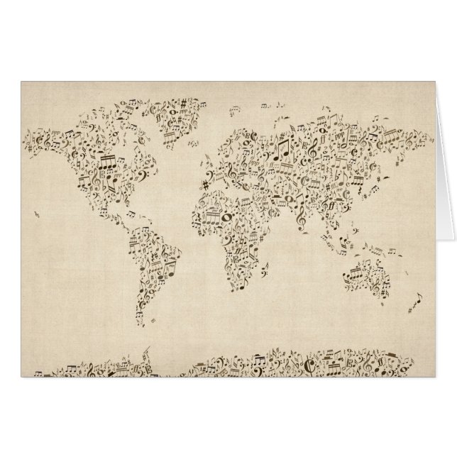 Music Notes Map of the World (Front Horizontal)