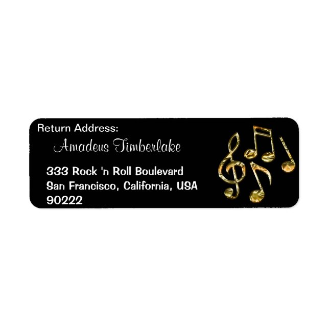 Music Notes Music Lovers Return Address Labels (Front)