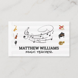 Music Notes Music Sheet Instruments Business Card