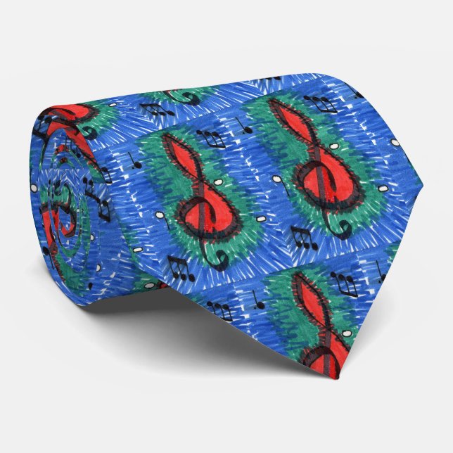 Music Notes Musical Abstract Design Tie (Rolled)