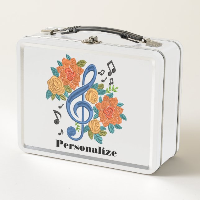 Music Notes Musical Clef Personalised  Metal Lunch Box (Front)