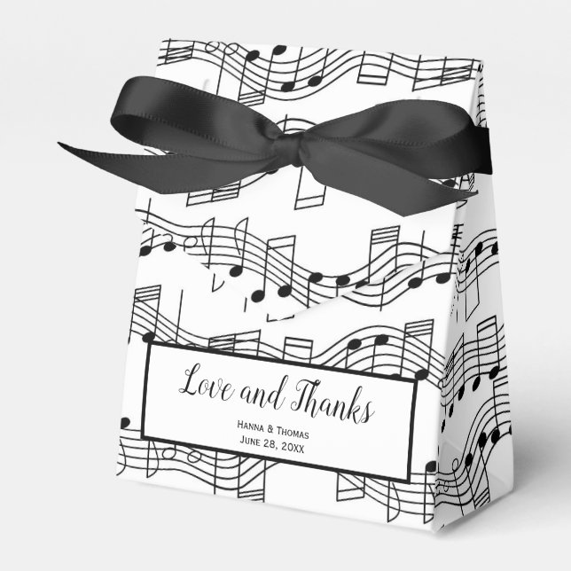 Music Notes Musical Love and Thanks Wedding Favour Box (Front Side)