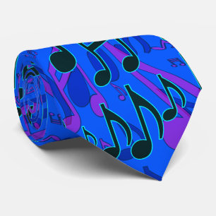 Music Notes Musical Pattern Blue Cool Colours Tie