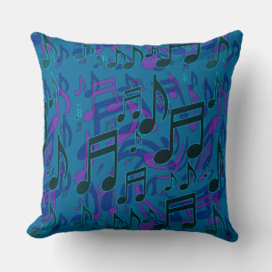Music Notes Musical Pattern Blue Green Purple Cushion