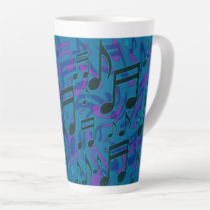 Music Notes Musical Pattern Blue Purple Latte Mug