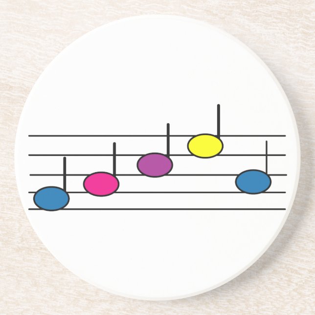 Music Notes Musical Pink Blue Purple Yellow Black Coaster (Front)