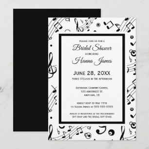 Music Notes Musical Theme Bridal Shower Invitation
