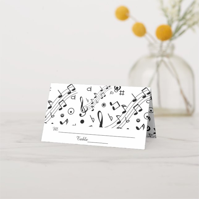 Music Notes Musical Wedding Place Card (Front)