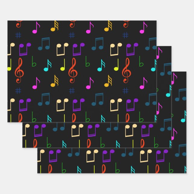 Music Notes Musician Gifts Musical Note Art Lovers Wrapping Paper Sheet (Set)