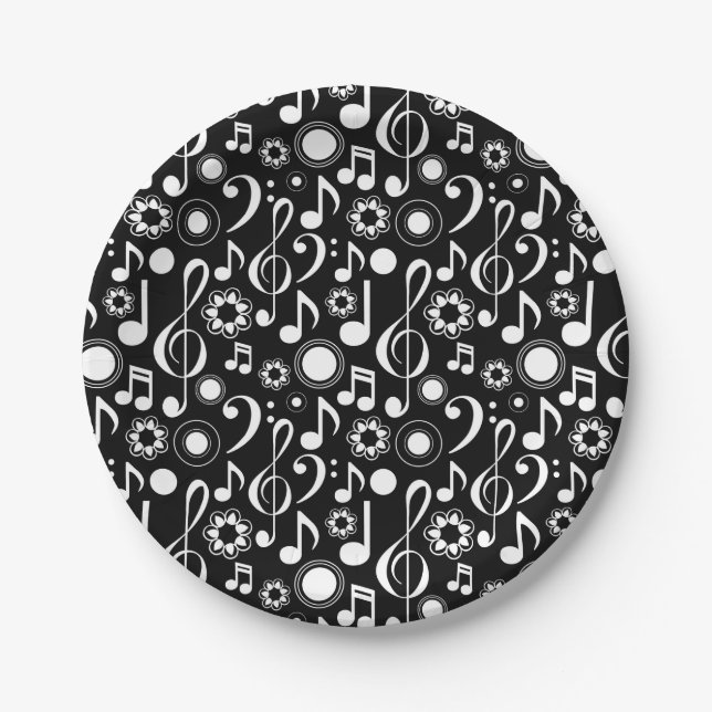 Music Notes Musician Themed Party Paper Plate (Front)