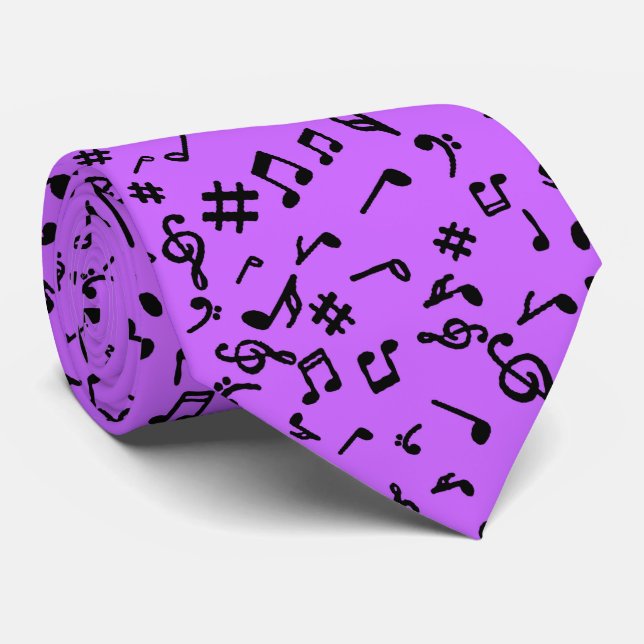 Music Notes  Neck Tie (Rolled)