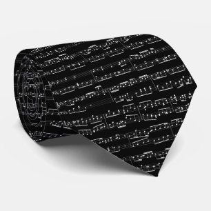 Music notes on Customisable black colour backgroun Tie
