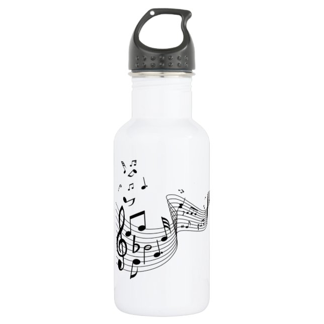 Music Notes on Silver 532 Ml Water Bottle (Front)