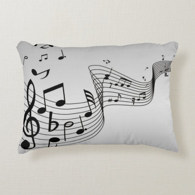 Music Notes on Silver Decorative Cushion (Front)