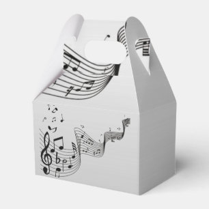 Music Notes on Silver Favour Box