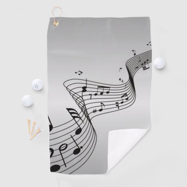 Music Notes on Silver Golf Towel (InSitu)