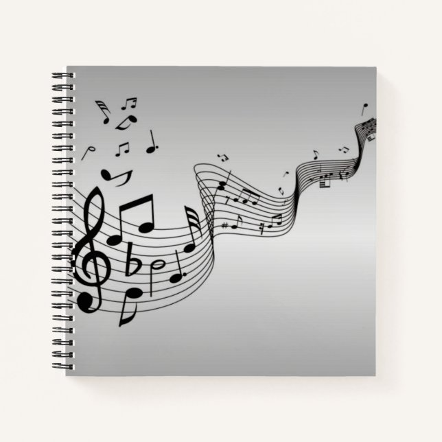 Music Notes on Silver Notebook (Front)
