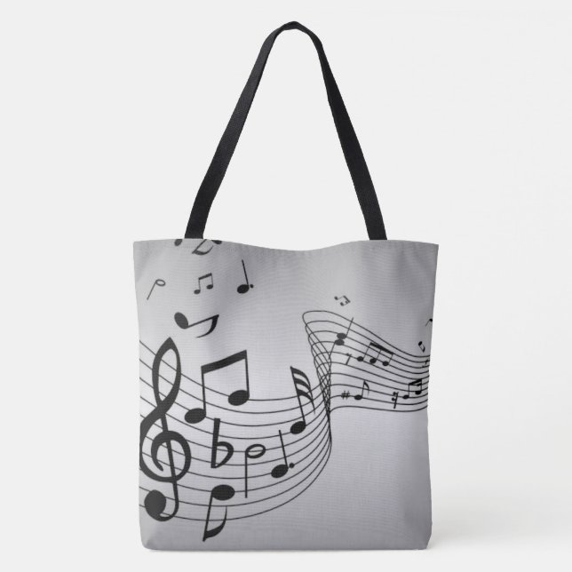 Music Notes on Silver Tote Bag (Back)
