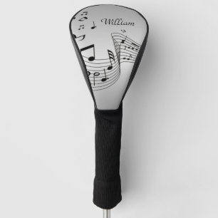 Music Notes on Silver with Name Golf Head Cover